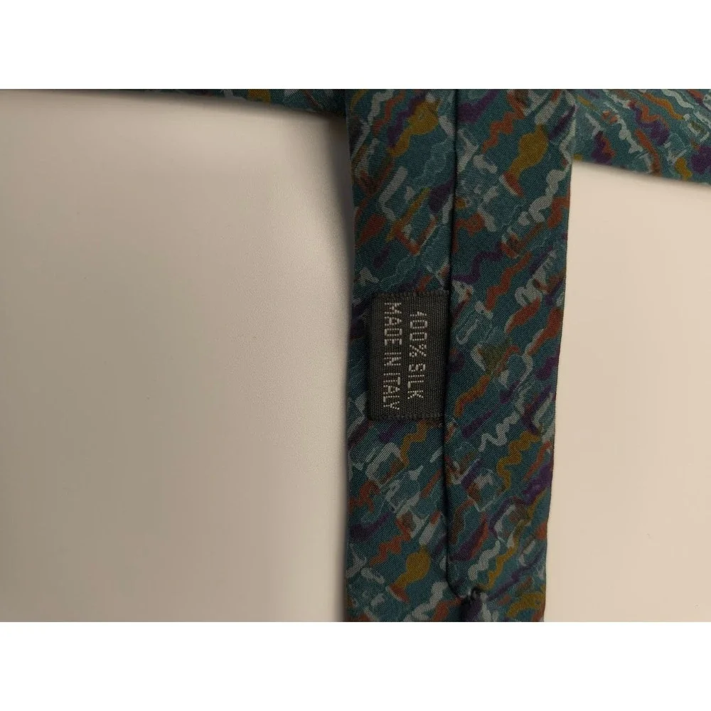 J.T. Beckett Silk‎ Tie Abstract Geometric Teal Green Mens Necktie